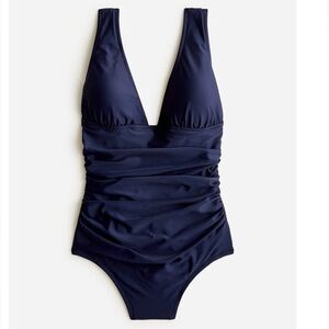 J Crew Women’s Swimsuit Ruched V neck one piece Navy Size 6